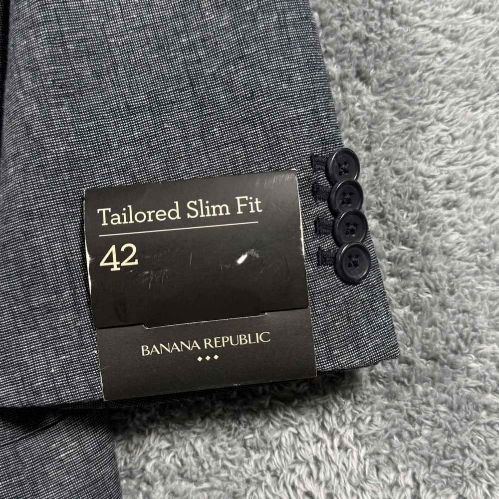Banana Republic Tailored Slim Fit Linen‎ Cotton Blazer Jacket Grey 42 NEW $180